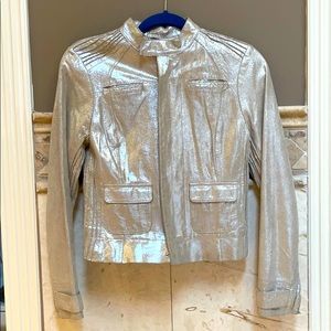 Bebe Champagne Silver/Gold Suede Jacket size XS